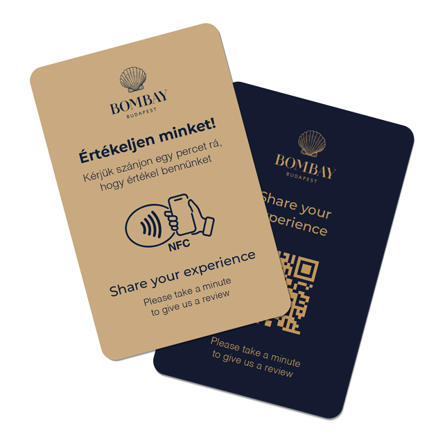 Google értékelés kérő NFC és QR kód plasztik kártya - GOOD Review
